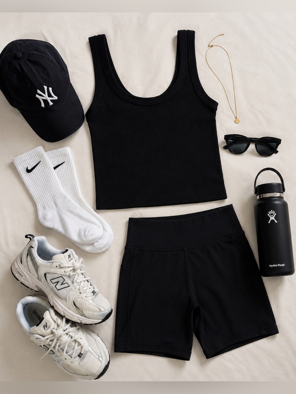 Dynamic Ribbed Black Crop Top One Size Stretch Athleisure Tank Minimalist